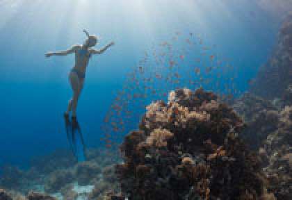 Snorkeling dans le lagon aux Maldives